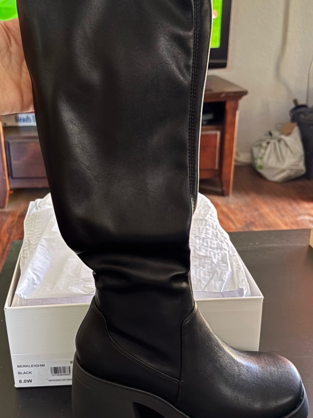 Steve Madden Black Mid-Calf Platform Boots